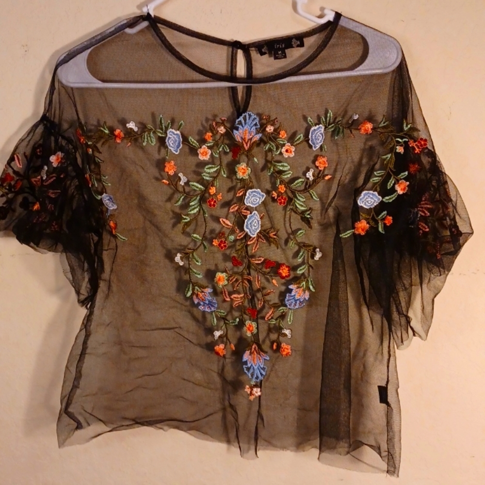 Floral mesh blouse